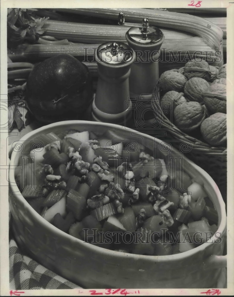 1980 Press Photo Dish of Food &amp; Ingredients on Counter. - hca19845 - Historic Images