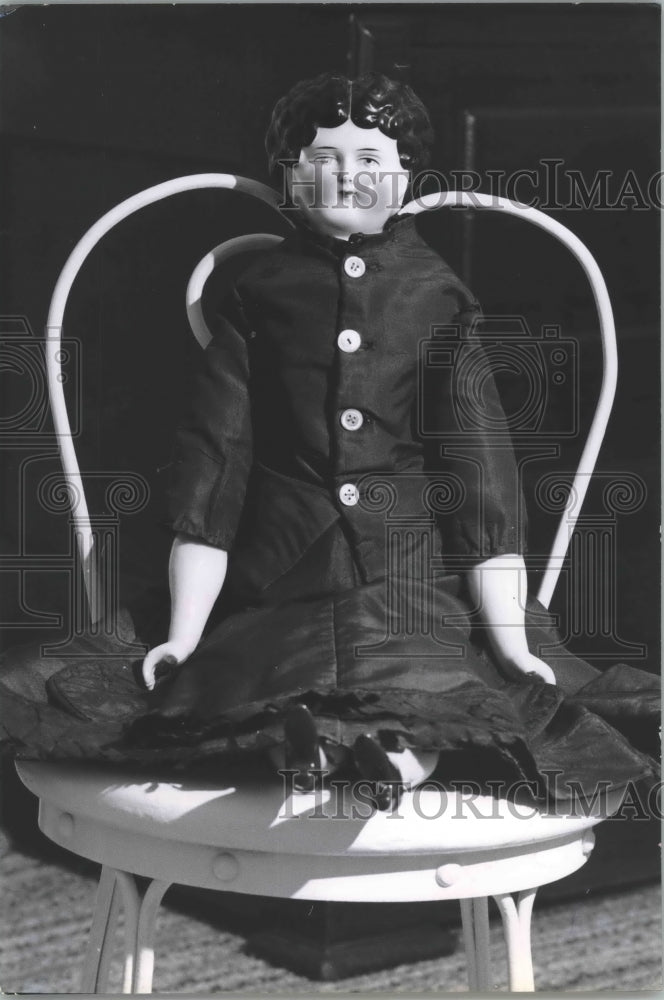 1965 Press Photo Doll Sits in Antique Chair. - hca20222-Historic Images