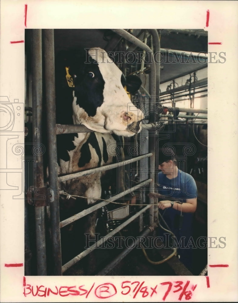 1969 Press Photo Jason Blackman Worker In The Dairy Industry in Texas - Historic Images