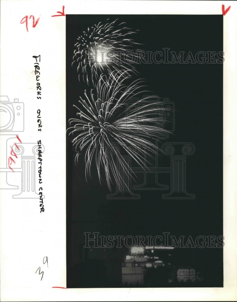 1980 Fireworks Over Sharpstown Center in Houston. - Historic Images