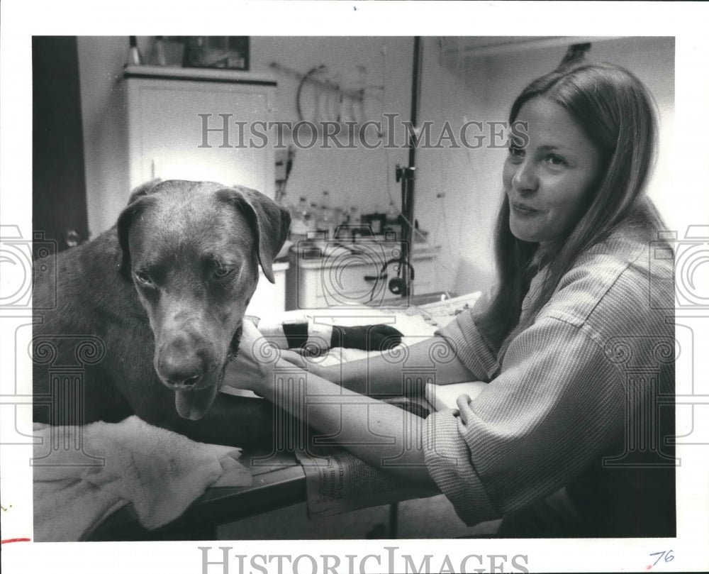 1982 Arf, A Chesapeake Bay Retriever Dog &amp; Oksana Sparks of Texas. - Historic Images