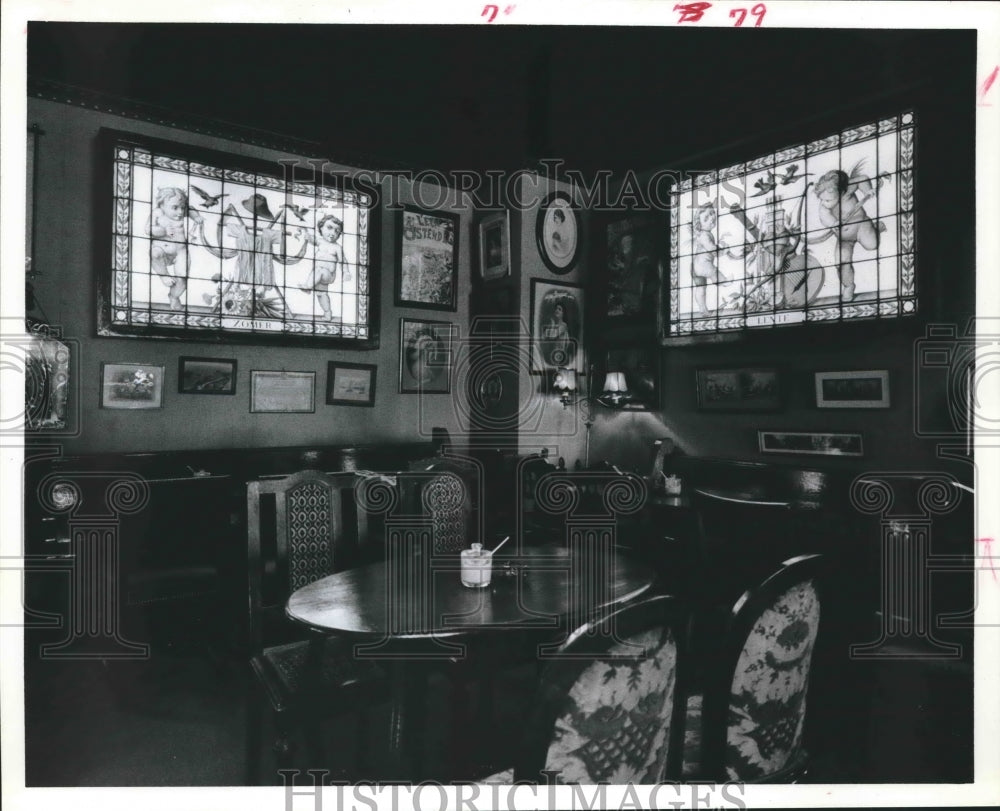 1974 18th Century art glass panels from Amsterdam at Fat Ernie's - Historic Images