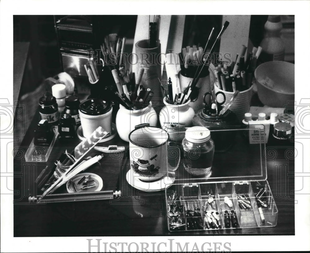 1981 Calligraphy handwriting tools - Historic Images