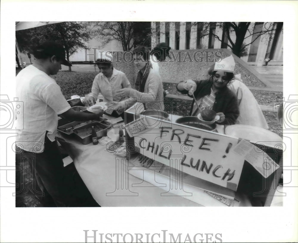 1989 Hare Krishna volunteers at Tranquility Park Houston - Historic Images