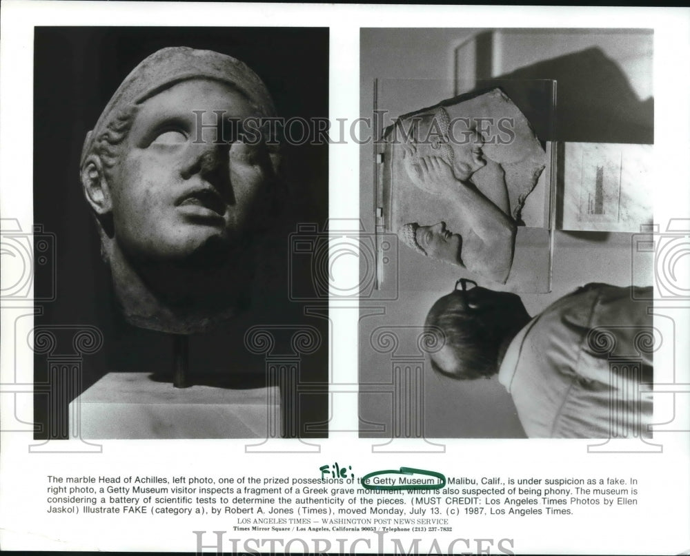 1987 Head of Achilles from Getty Museum in Malibu, CA - Historic Images