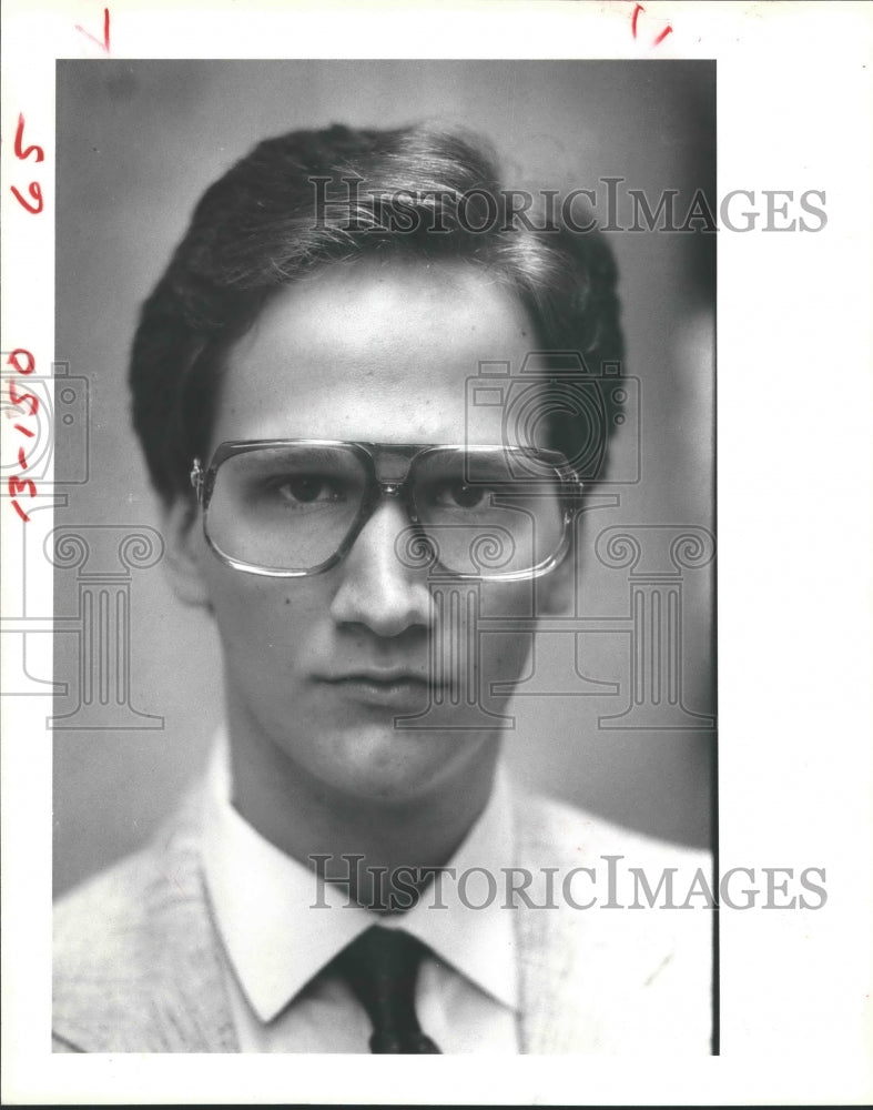 1981 Model wearing Houston label eyeglasses - Historic Images