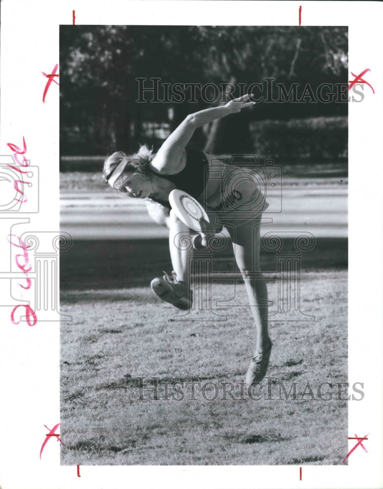 1990 Houstonian Freestyle Frisbee Player Carla Vargo in Herman Park - Historic Images