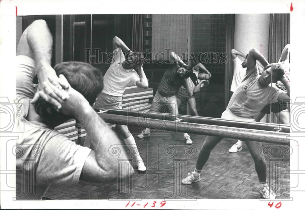 1983 Men in exercise-to-music class at Houston City Club - Historic Images