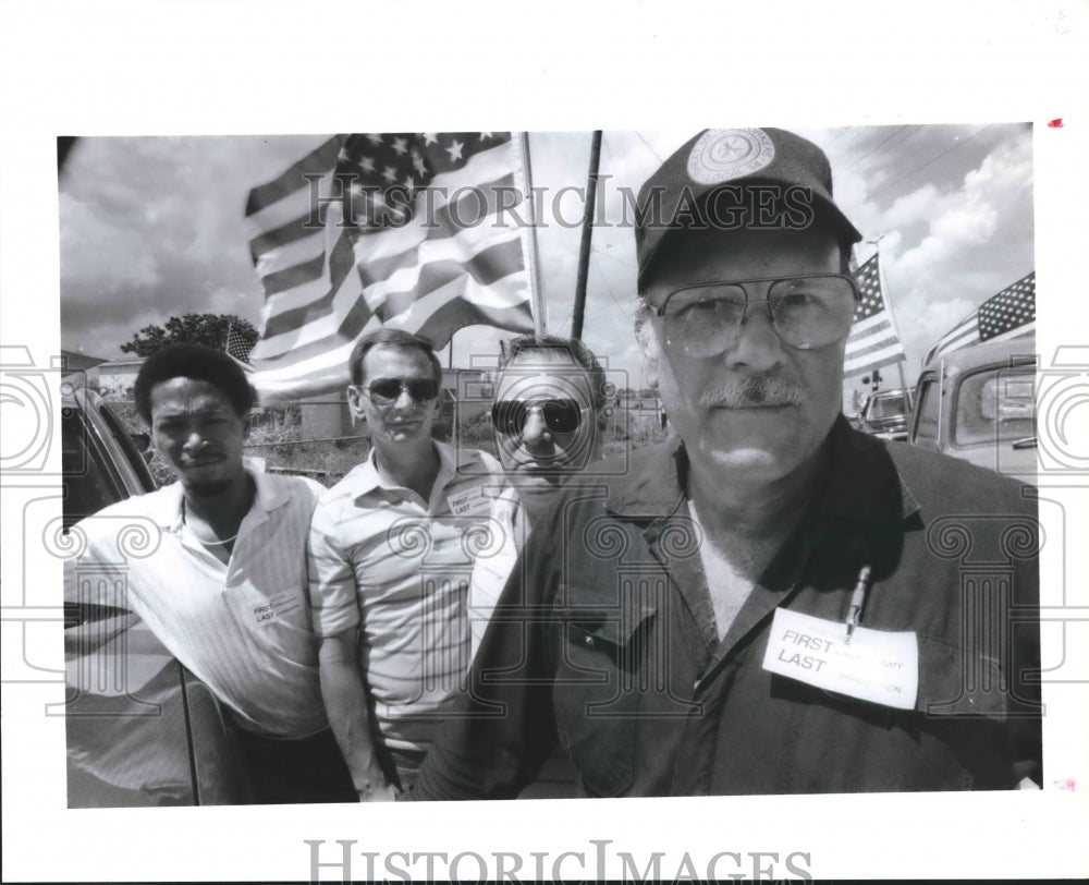 1989 Men protest Ethyl Corp plant in Pasadena, Texas - Historic Images