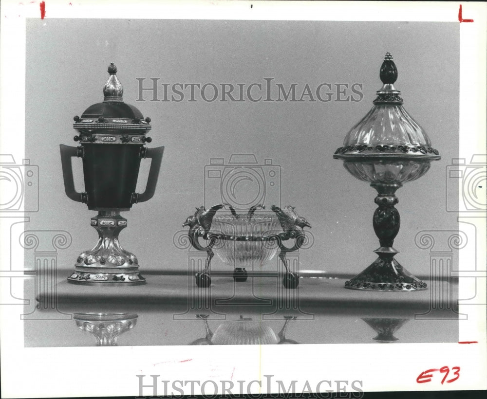 1983 Three glass chalice examples of Stangl interpretation - Historic Images