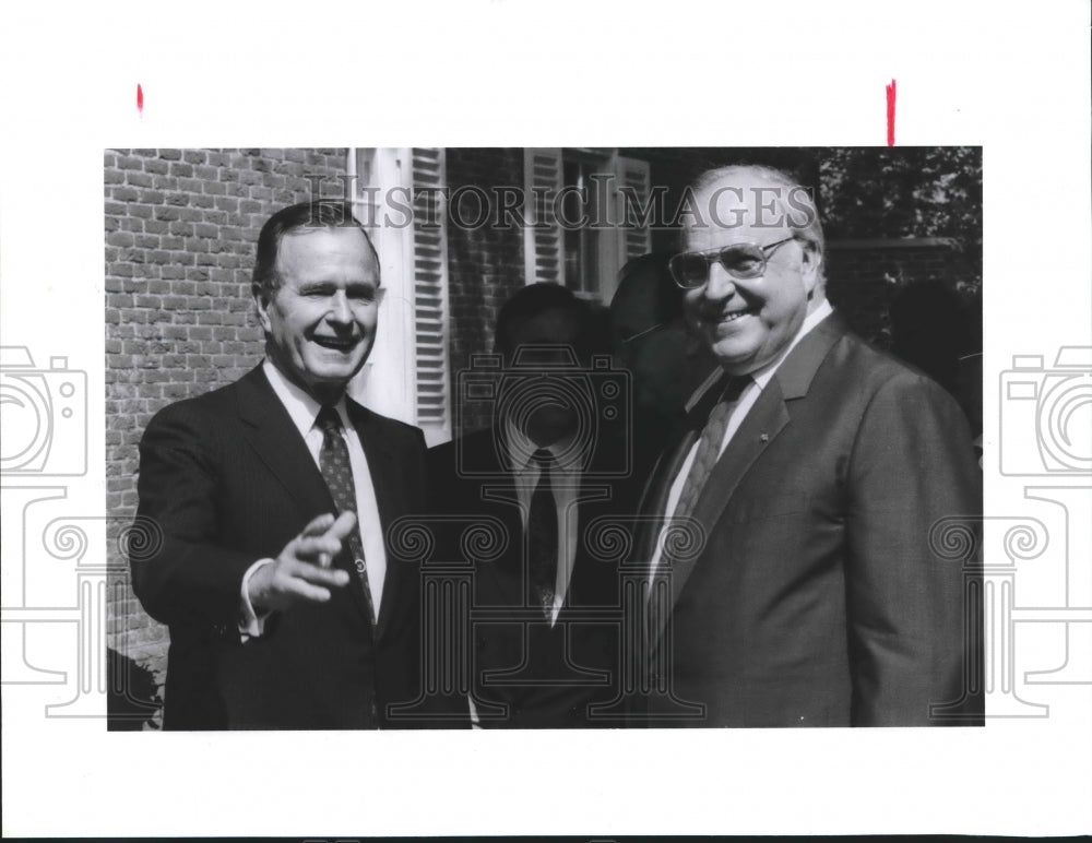 1990 President Bush meets w/Germany's Kohl, Economic Summit, Houston - Historic Images