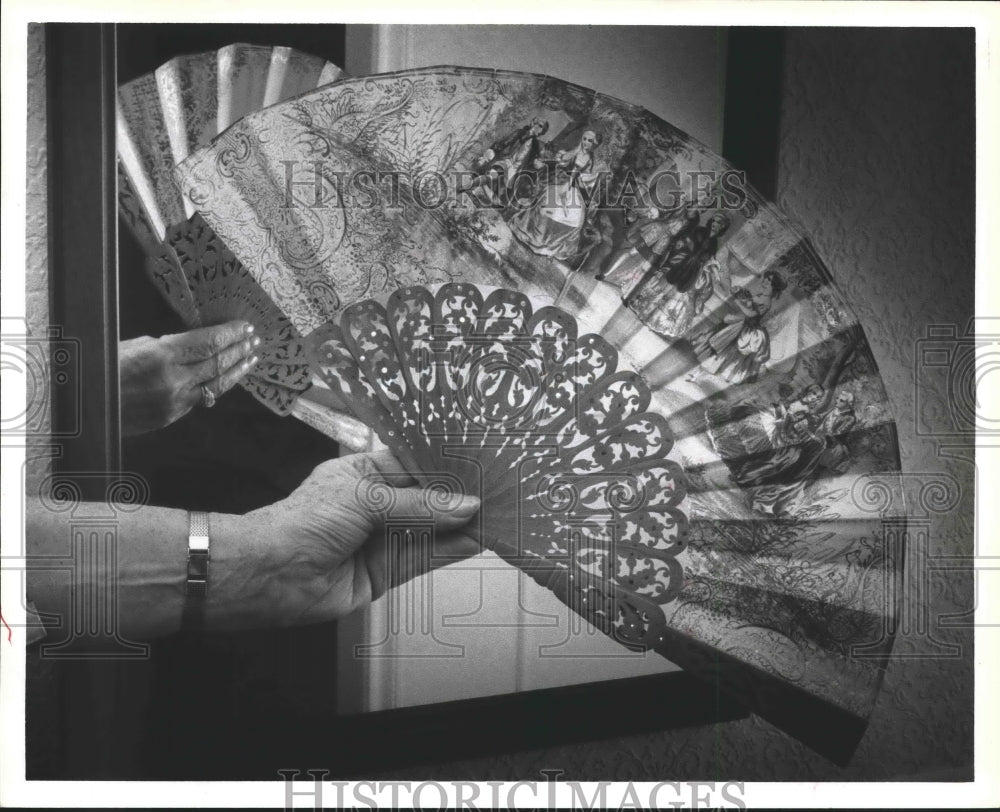 1983 One of the hand fans on exhibit at Houston Library - Historic Images