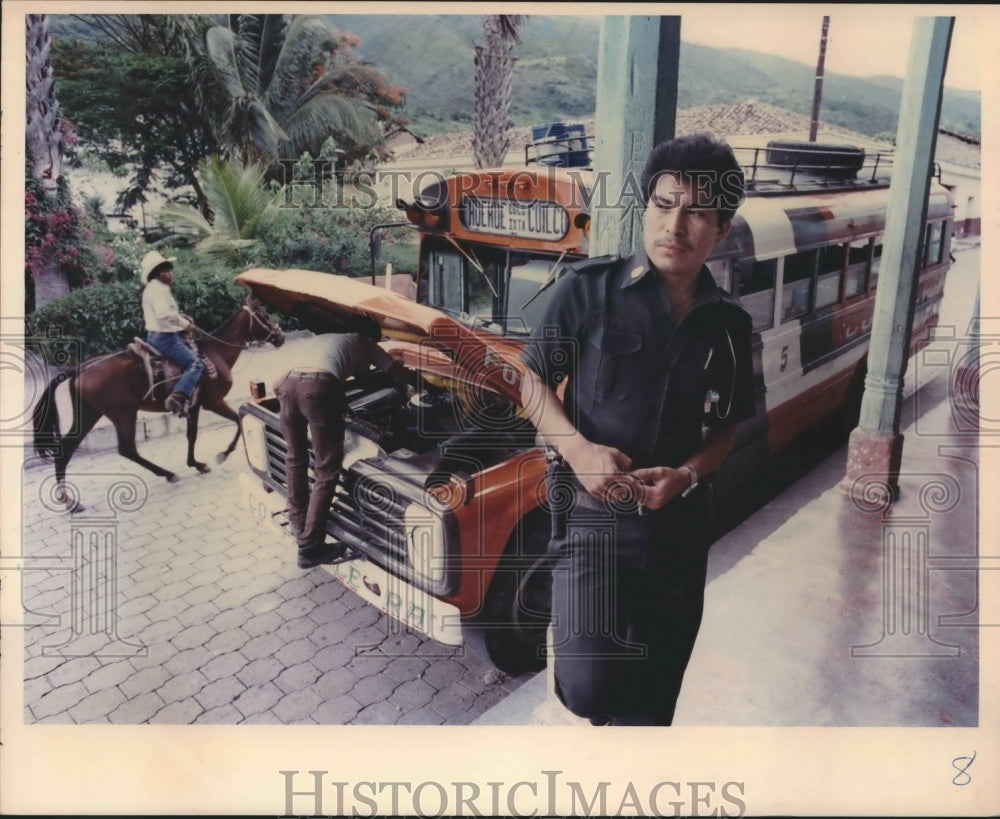 1990 Treasury policeman Novelio Rebolorio of Cuilco, Guatemala - Historic Images