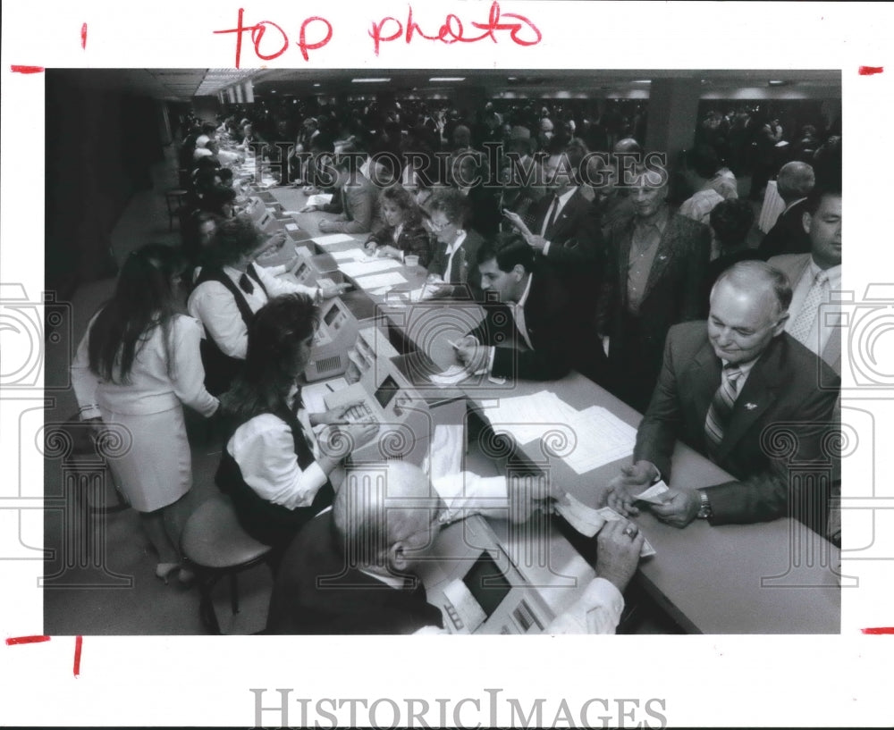 1992 VIP's bet play money at Gulf Greyhound Park, La Marque, Texas - Historic Images