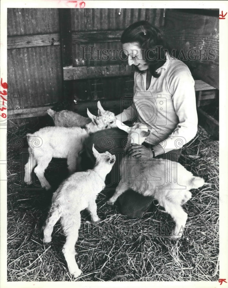 1981 Kid goats with Mary Lou Deitenbeck - Historic Images