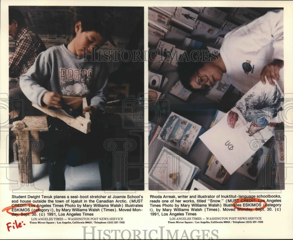 1991 Inuit Student Dwight Tevuk and Inuit Writer Rhoda Arreak - Historic Images