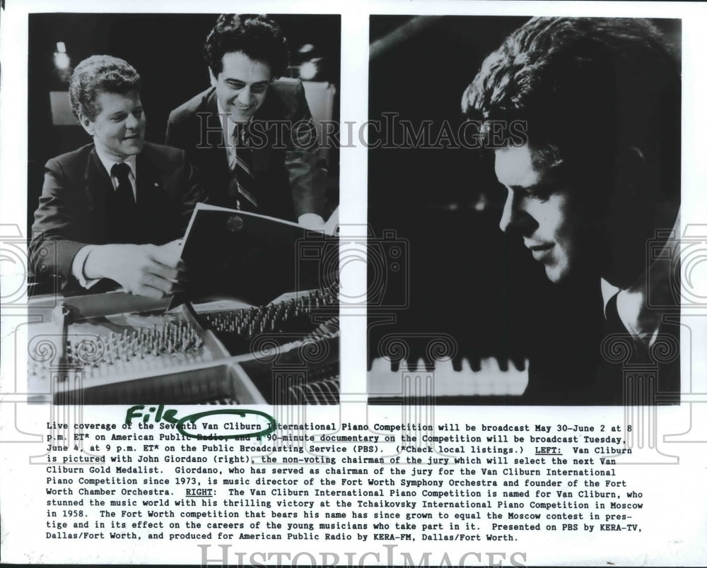 1985 Press Photo Seventh Van Cliburn International Piano Competition Broadcast- Historic Images