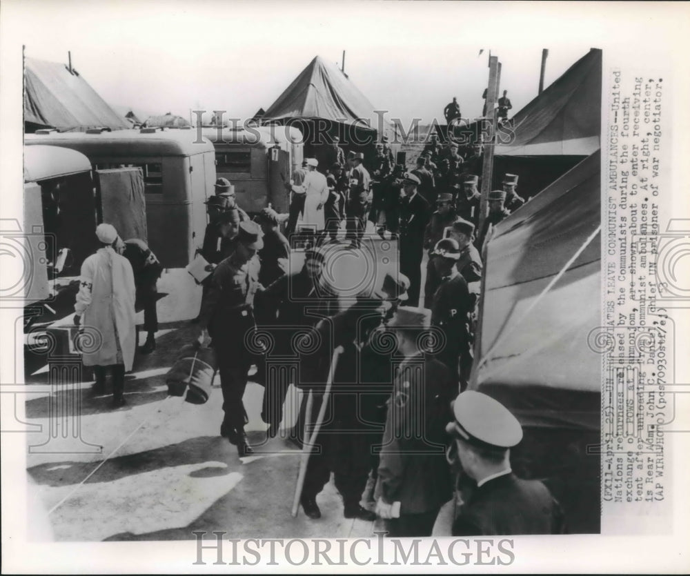 1953 UN Tents Receive POWs Released by Communists during Korean War - Historic Images