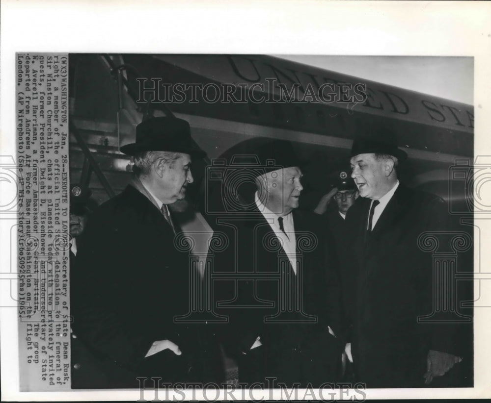 1965 Press Photo U.S. delegation to funeral of Sir Winston Churchill, chat in DC - Historic Images