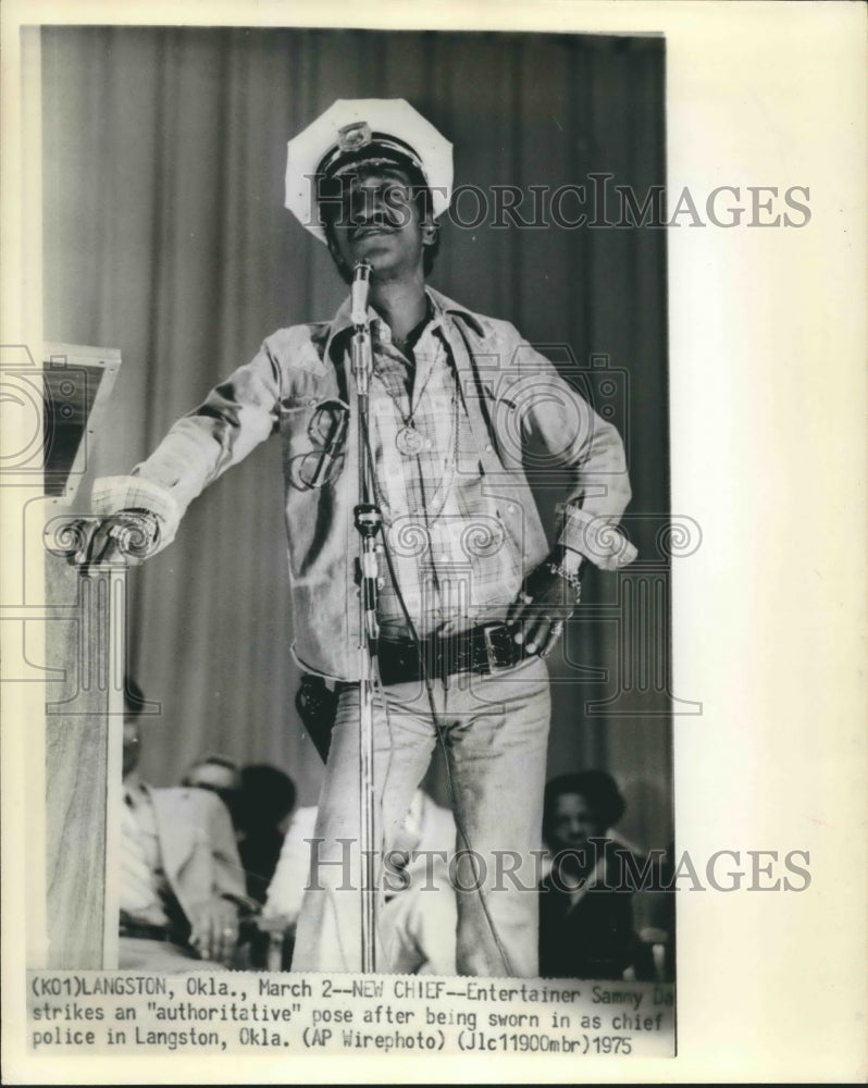 1975 Sammy Davis Jr. strikes &quot;authoritative&quot; pose as Chief of Police - Historic Images