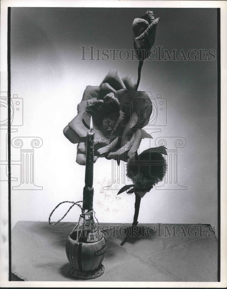 1967 Press Photo Roses and candle - hca25428 - Historic Images