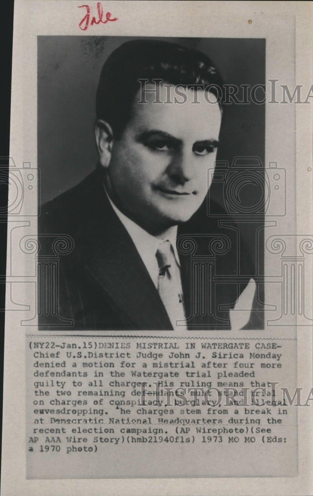1973  U.S. District Judge John J. Sirica denies Watergate mistrial - Historic Images