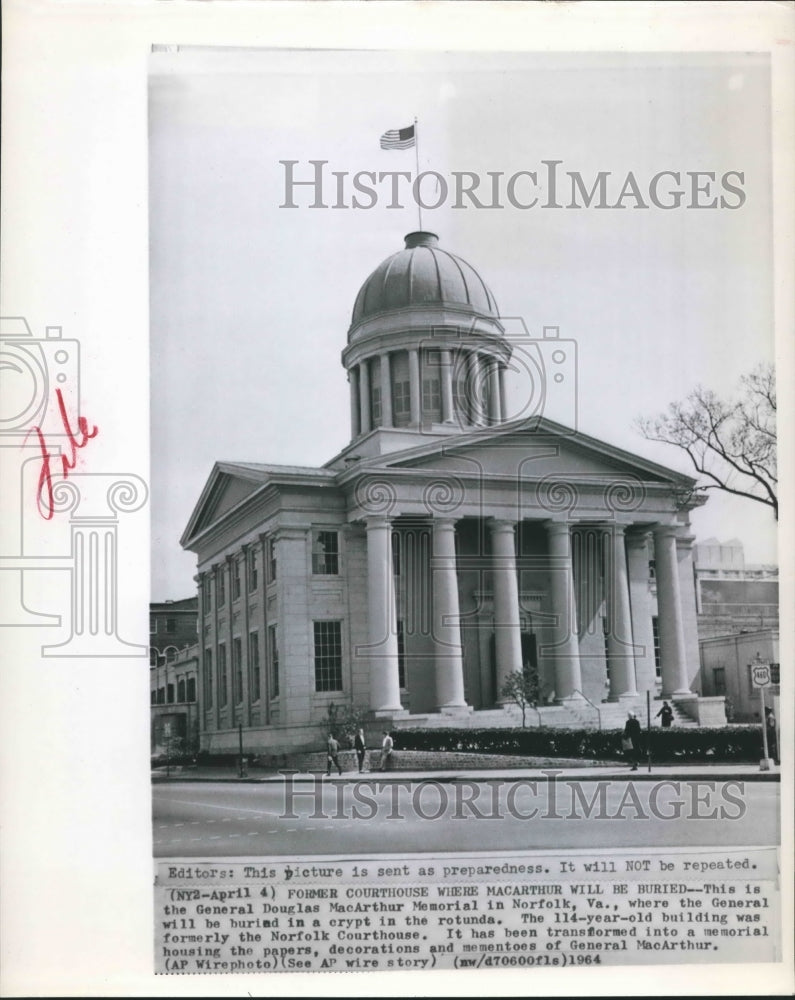 1964 Press Photo General Douglas MacArthur Memorial, Norfolk, VA - hca25570 - Historic Images