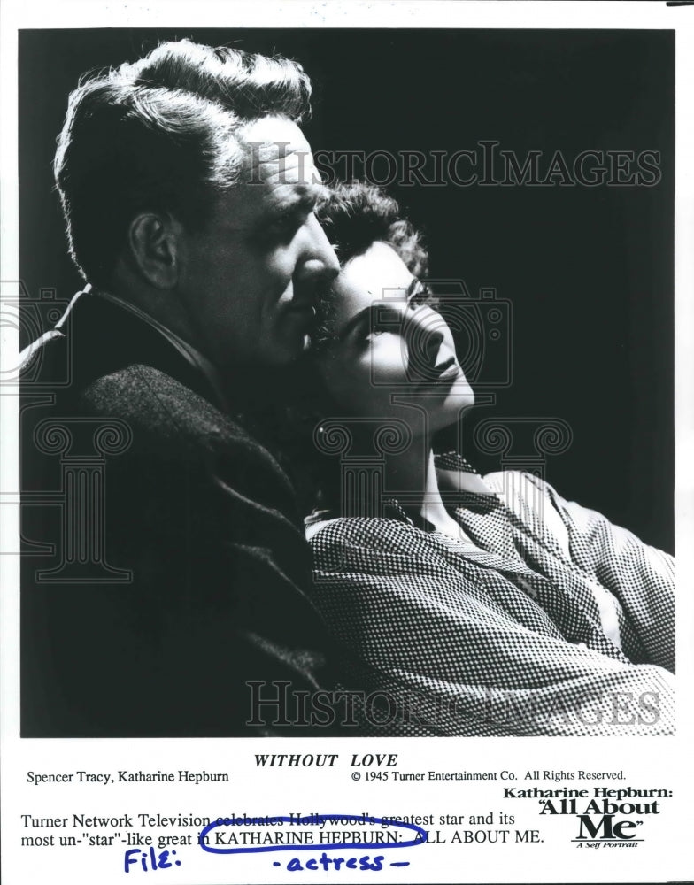 1945 Press Photo Spencer Tracy with Katharine Hepburn: &quot;All About Me&quot; - Historic Images