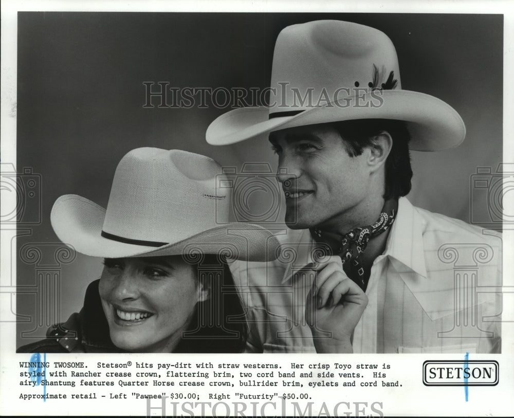 1986 Models wearing Stetson hats - Historic Images