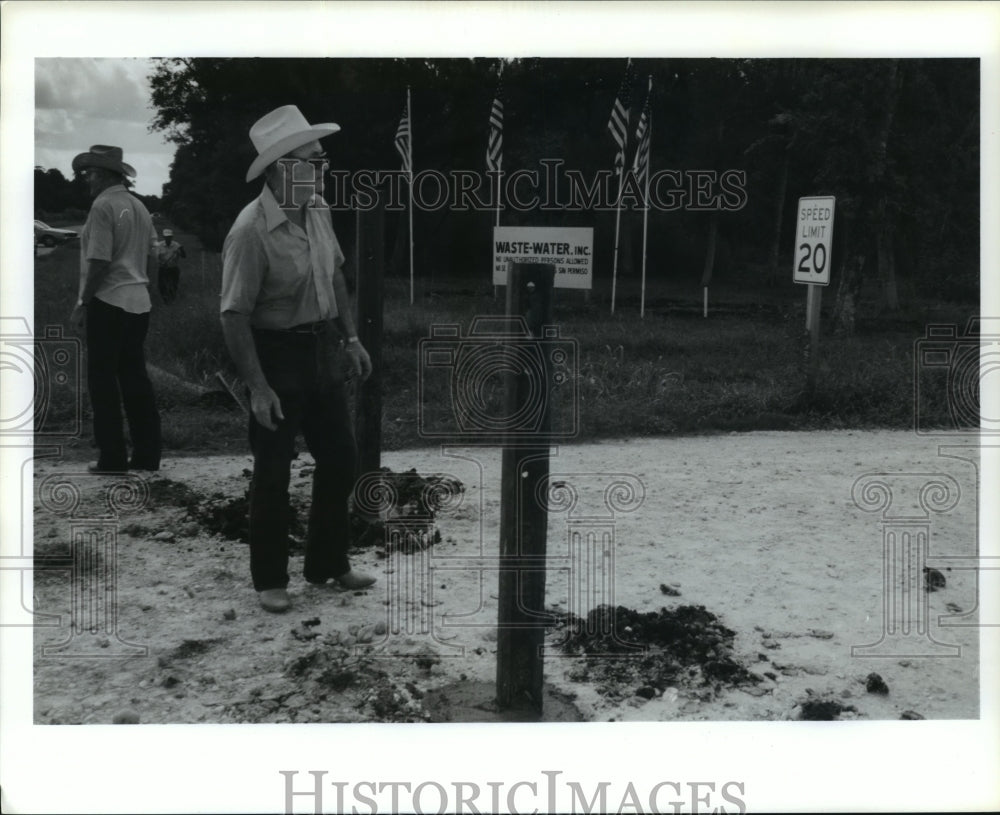 1990 W. L. Bacica, Guy, Texas, Protests Hazardous Waste Well - Historic Images