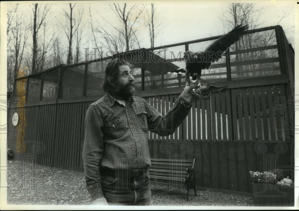 1988 Len Soucy Assists Red-Tailed Hawk, Millington, New Jersey - Historic Images