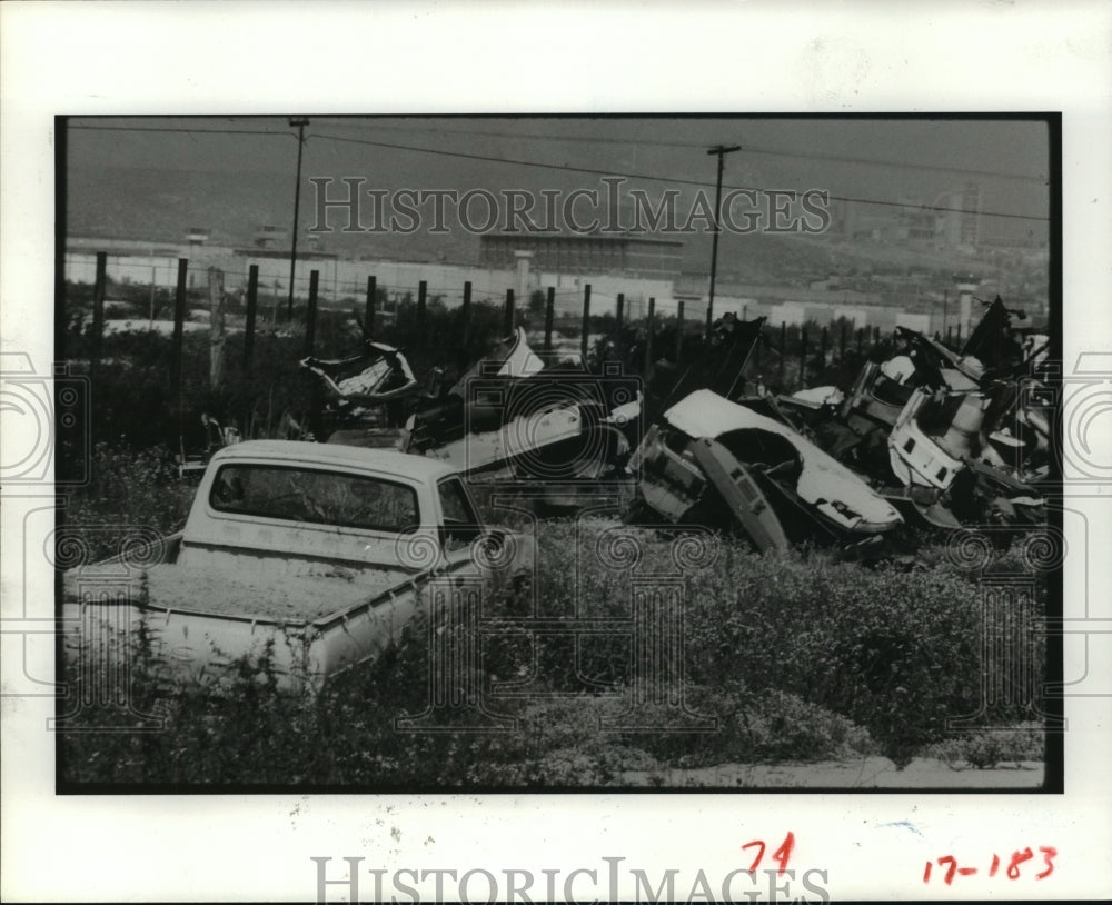 1984 Juarez Mexico junkyard contaminated by hazardous materials - Historic Images