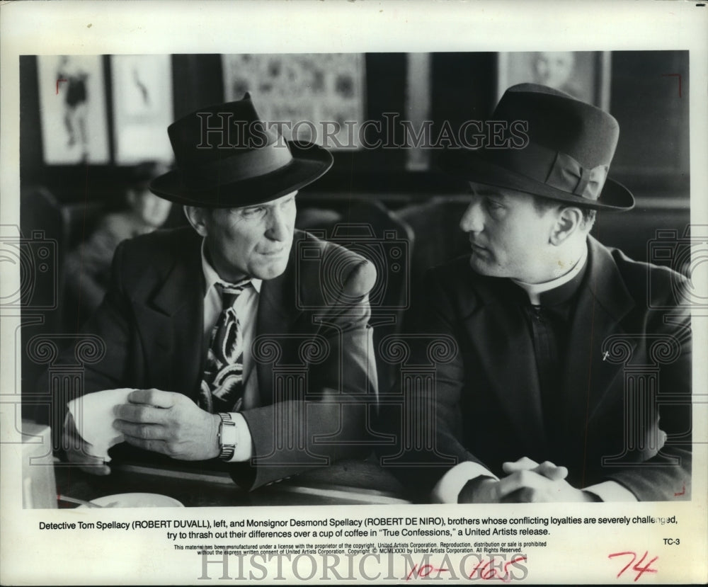 1991 Robert Duvall and Robert De Niro in &quot;True Confessions&quot; - Historic Images