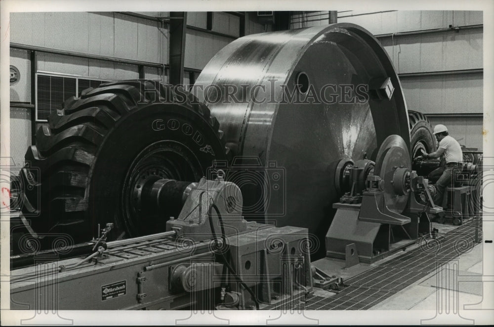 1981 Earthmover tires at Goodyear Tire & Rubber Co., San Angelo, TX - Historic Images