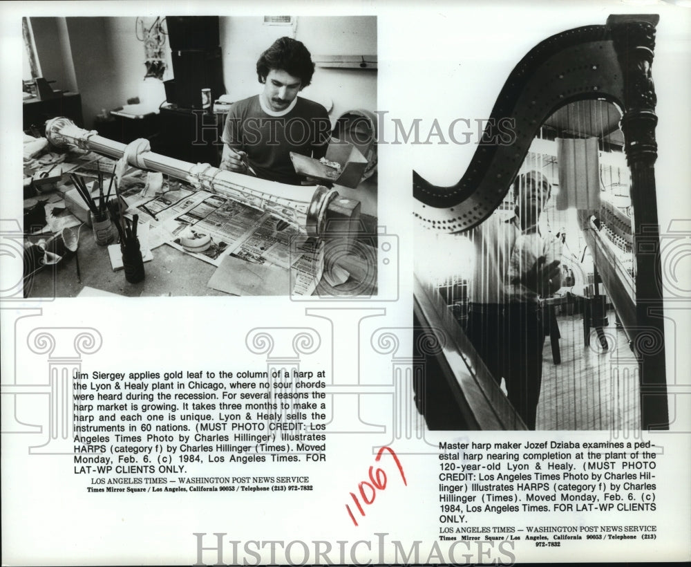 1984 Harp makers at Lyon &amp; Healy plant - Chicago - Historic Images