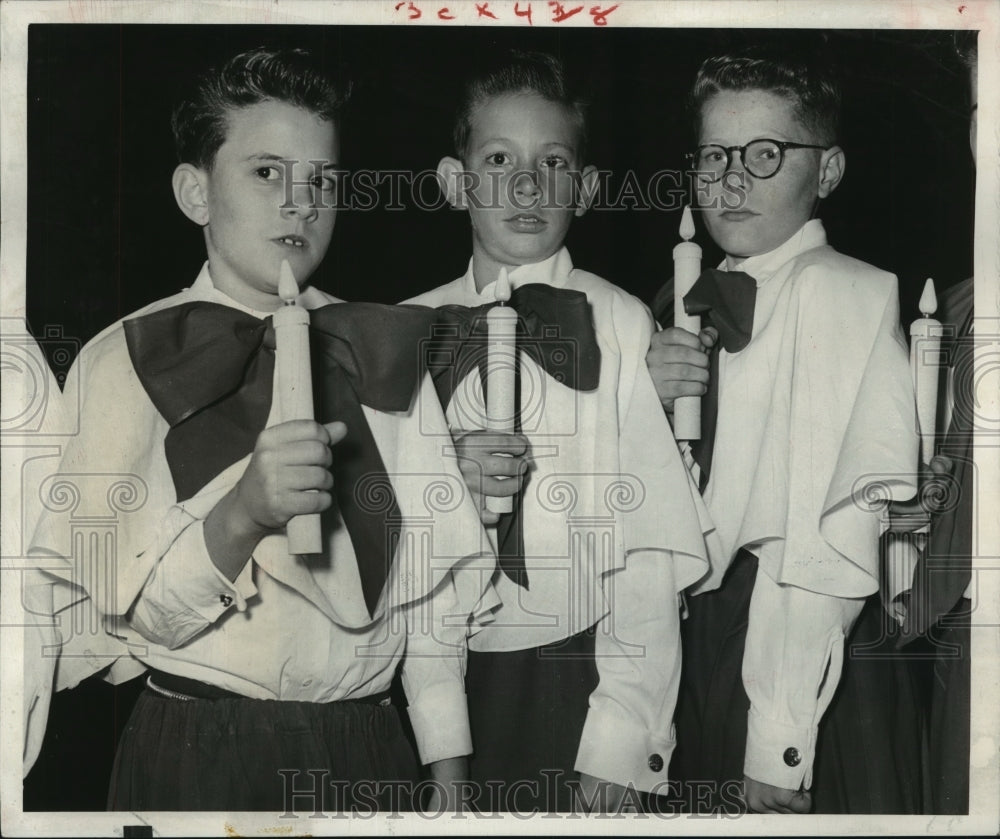 1958 Press Photo Children dressed for Xmas service at DePelchin Faith Home, TX - Historic Images