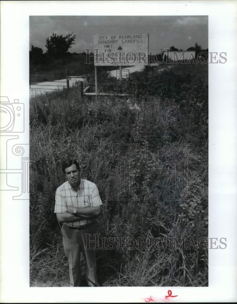 1989 Joe Rost stands by Pearland, TX contaminated dump - Historic Images