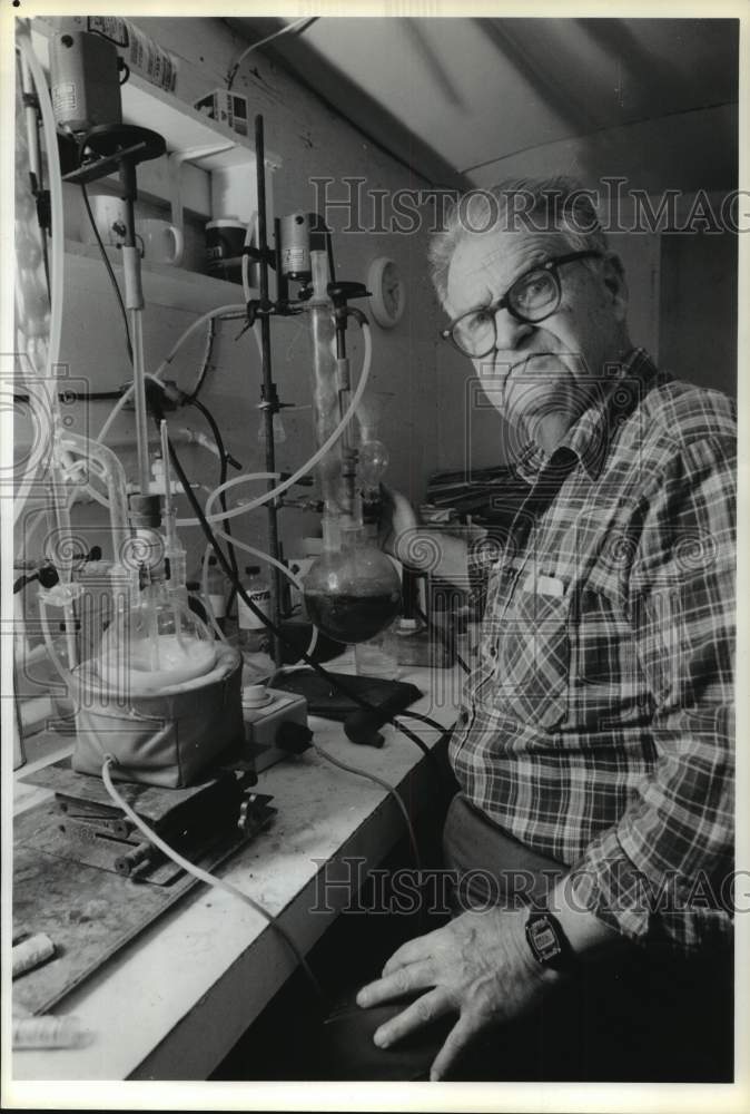 1988 Elmer Fike in his lab next to toxic waste site in Nitro, WV - Historic Images