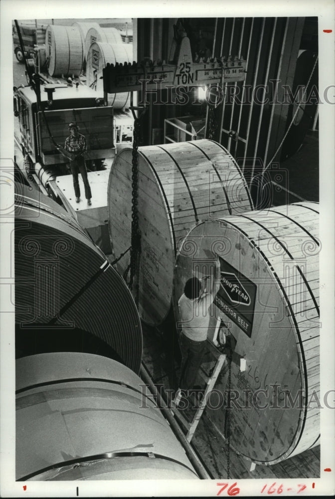 1984 Workers at Goodyear conveyor belt plant in Marysville, OH - Historic Images