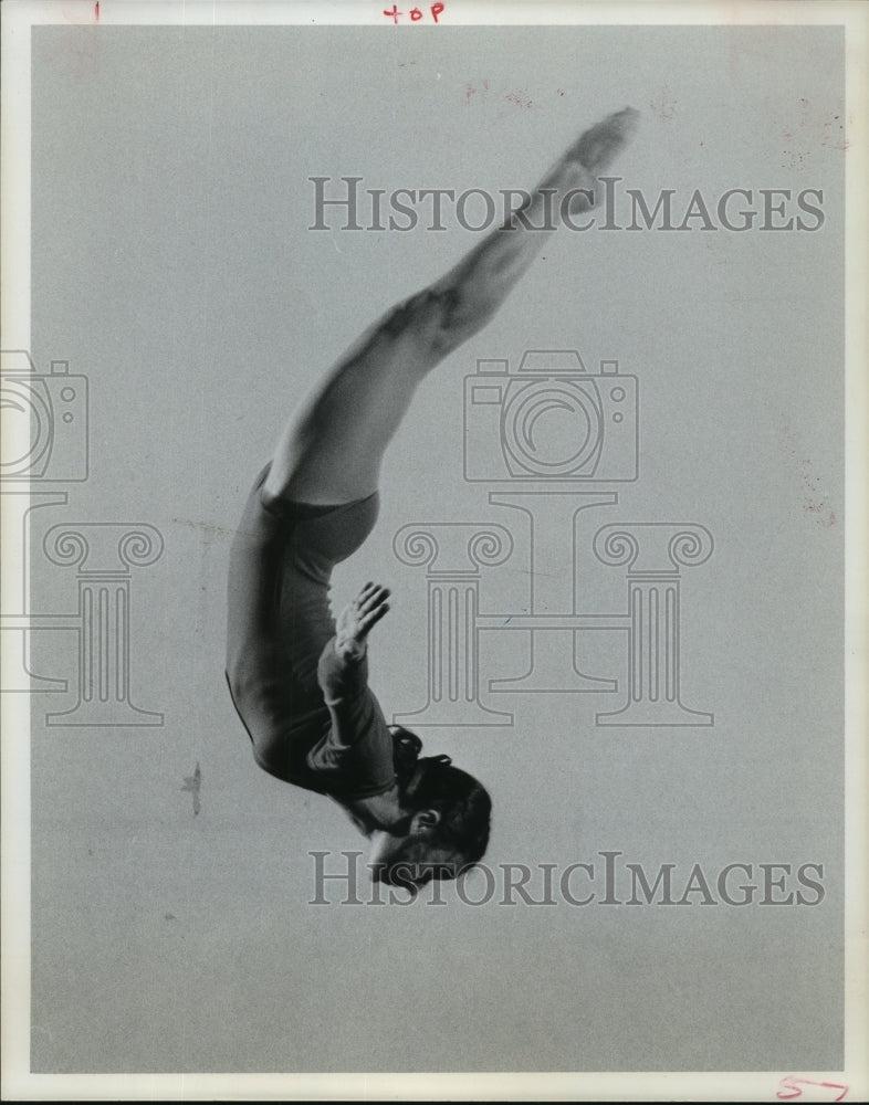 1975 Press Photo Lisa Shainock mid-flip while performing gymnastics - hca27249 - Historic Images