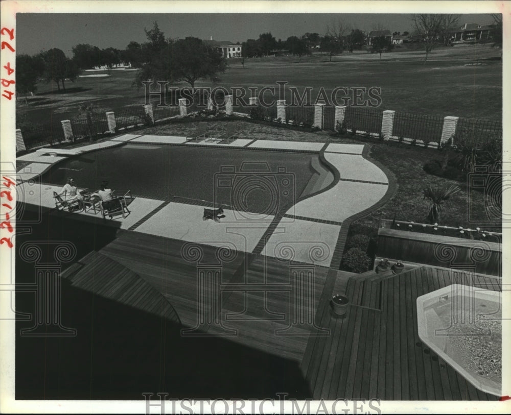1984 Large pool outside Childress home in Sugar Creek subdivision - Historic Images