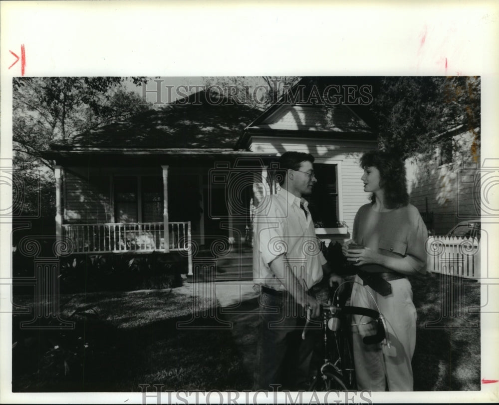 1988 Tony & Debbie Markey outside their Houston Heights home - Historic Images