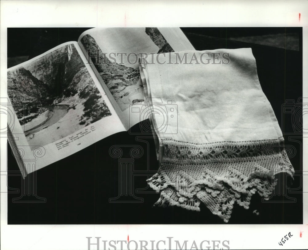 1986 Embroidered sampler at Hill Museum in Frelsburg, Texas - Historic Images