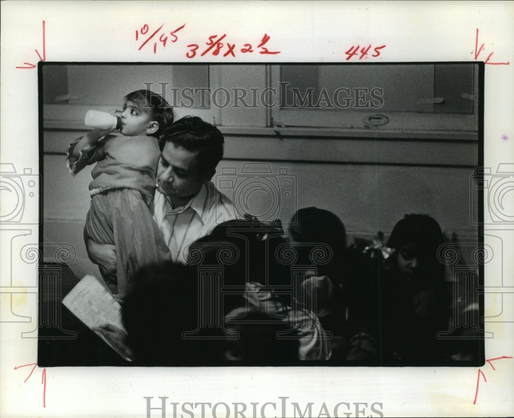 1974 Worshipers inside Hindu temple on Branard in Houston - Historic Images