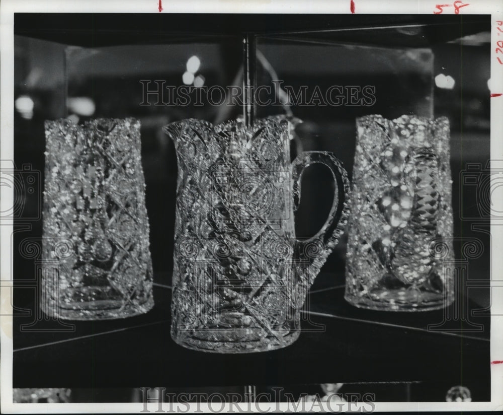 1979 Antique cut glass pitcher at Houston Antique Dealers Assoc Show - Historic Images