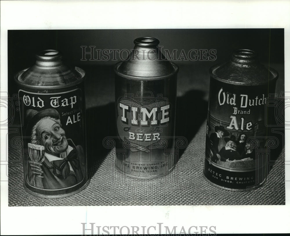 1982 Press Photo Beer cans seen at Houston Beer Can & Breweriana Show - Historic Images