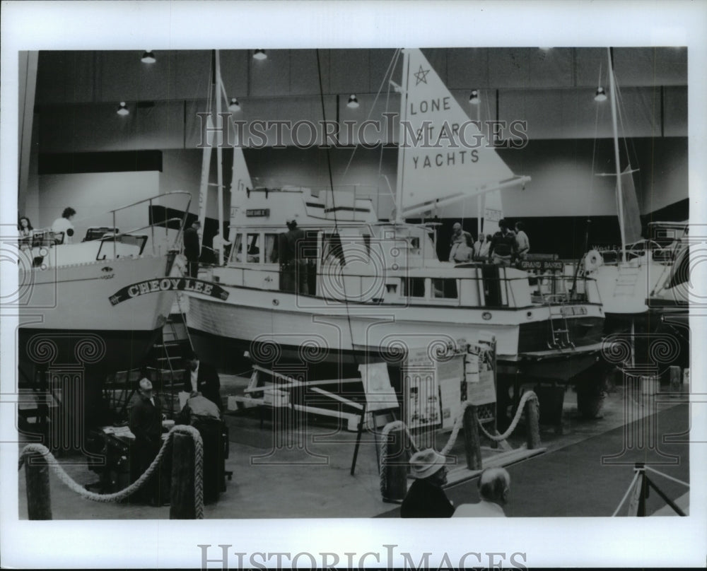 1988 Sailboats exhibited at Houston Boat and Travel Show at Astrohal - Historic Images