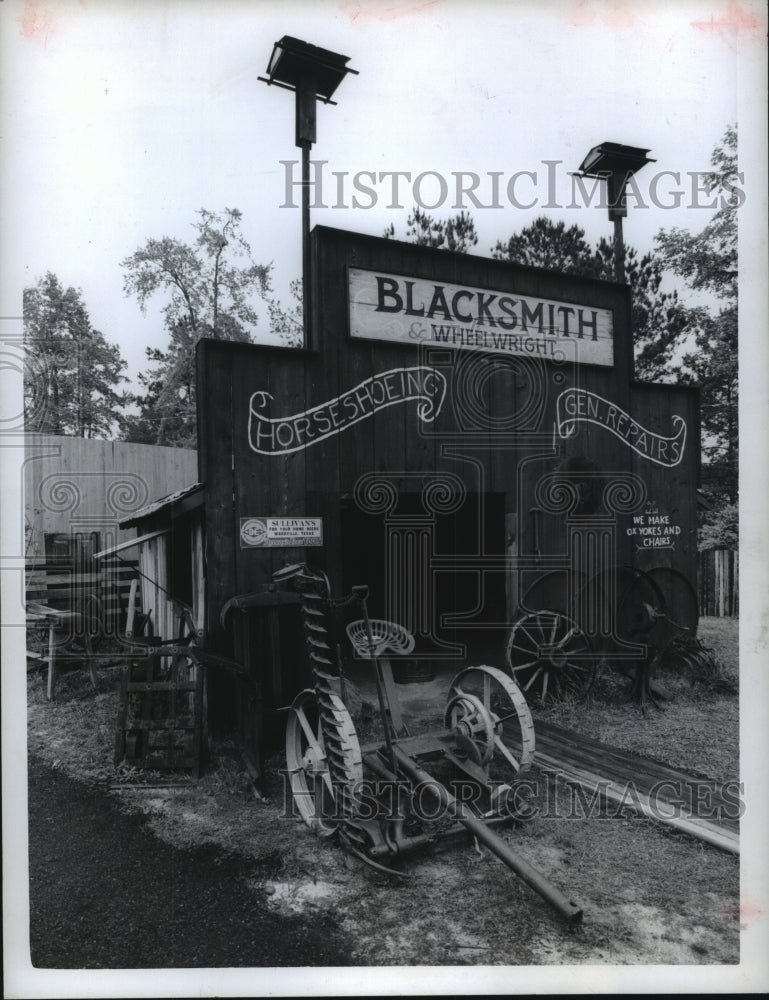 1966 Press Photo Blacksmith building at Heritage Garden Museum in Woodville, TX - Historic Images