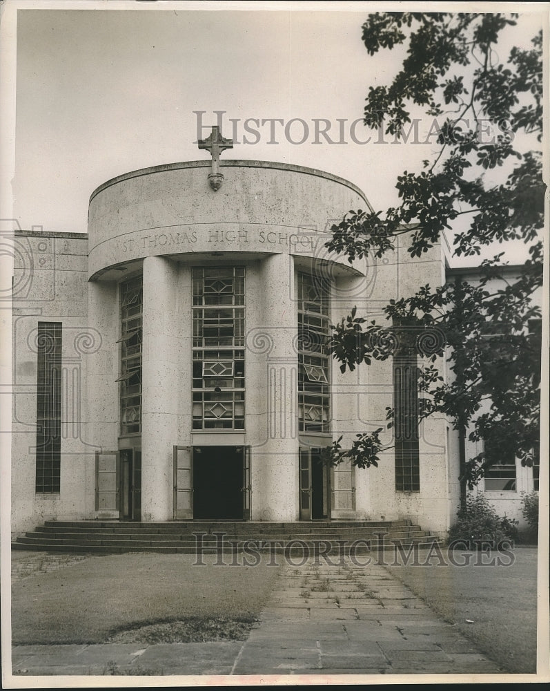 1953 Front entrance of St. Thomas Senior High School for boys-Historic Images