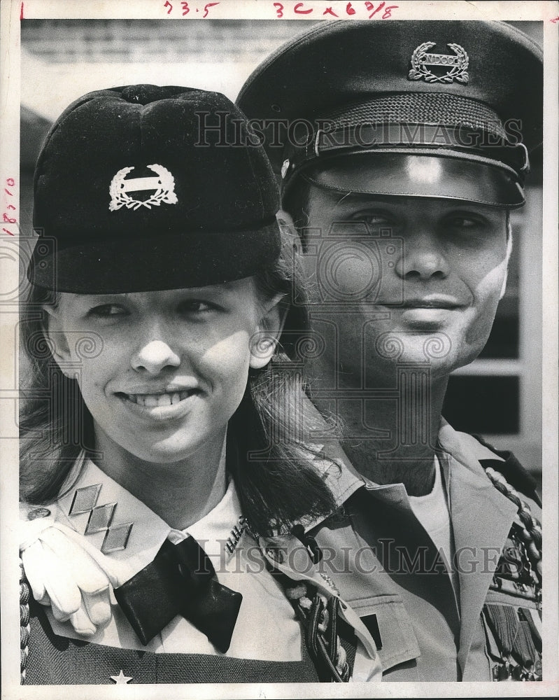 1969 Press Photo Peggy Brock, Christopher O&#39;Reilly - Houston R.O.T.C. brass - Historic Images